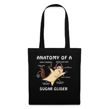 Sugar Glider Anatomie-Shirt - Stoffbeutel - Schwarz - Vorne
