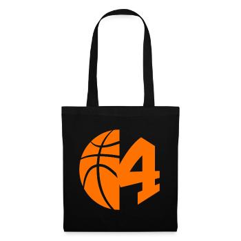 NR. 4 BASKETBALL NUMMER 4 BASKETBALL 4. GEBURTSTAG - Stoffbeutel - Schwarz - Vorne