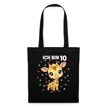 Ich bin 10 - Süßes Giraffe zum 10. Geburtstag - Stoffbeutel - Schwarz - Vorne