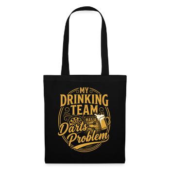 Darts Bier Shirt Lustig Geschenk Dartspieler - Stoffbeutel - Schwarz - Vorne