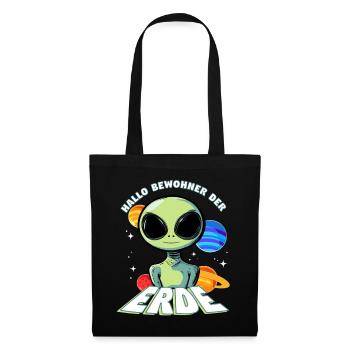 Hallo Bewohner der Erde Alien - Stoffbeutel - Schwarz - Vorne
