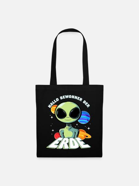 Hallo Bewohner der Erde Alien - Stoffbeutel - Schwarz