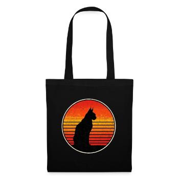 Luchs Katze Retro Wildkatze Design Naturfreund - Stoffbeutel - Schwarz - Vorne