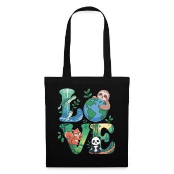 Nature Love Shirt Panda Sloth Turtle - Tote Bag - black - Front
