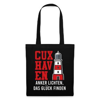 Nordsee Urlaub CUXHAVEN ANKER LICHTEN GLÜCK FINDEN - Stoffbeutel - Schwarz - Vorne