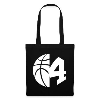 NR. 4 BASKETBALL NUMMER 4 BASKETBALL 4. GEBURTSTAG - Stoffbeutel - Schwarz - Vorne