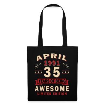Cadeau du 35e anniversaire Mari Original avril 1991 - Sac en tissu - noir - Devant