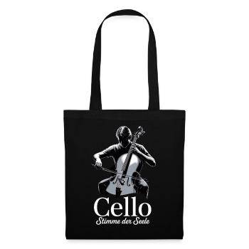 Cello Stimme der Seele - Spruch für Cellisten - Stoffbeutel - Schwarz - Vorne