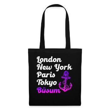 Büsumer LONDON NEW YORK PARIS TOKYO BÜSUM - Stoffbeutel - Schwarz - Vorne