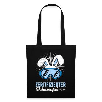 Skifahren ZERTIFIZIERTER SKIHASENFÄRER LUSTIG - Stoffbeutel - Schwarz - Vorne