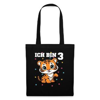 Ich bin 3 - Süßes Tiger zum 3. Geburtstag - Stoffbeutel - Schwarz - Vorne
