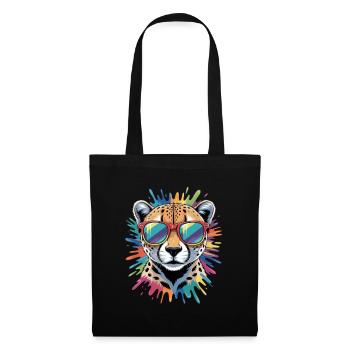 Aquarelles colorées guépards, éclaboussures Graffiti - Sac en tissu - noir - Devant