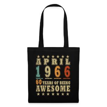 60. Geburtstag Geschenk Mann Oldtimer April 1966 - Stoffbeutel - Schwarz - Vorne