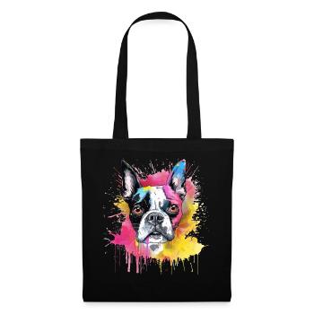 Boston Terrier Bunker Splash Art Hund - Stoffbeutel - Schwarz - Vorne