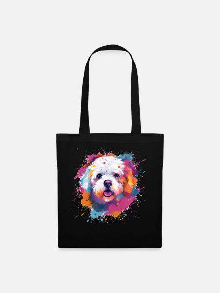 Bichon Fris Bunte Hundesplash-Kunst - Stoffbeutel - Schwarz