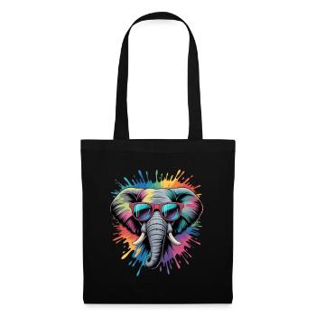 Colorful Elephant Watercolor Splash - Tote Bag - black - Front