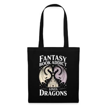 Fantasy Book Addict Loves Dragons - Stoffbeutel - Schwarz - Vorne