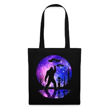 Bigfoot Alien Rock sur la Lune Shield Sasquatch Yeti - Sac en tissu - noir - Devant