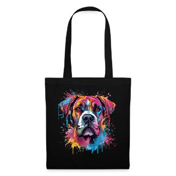 Art éclaboussuré de chien boxer coloré - Sac en tissu - noir - Devant