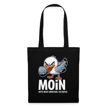  Moin Bitte Nicht Anfassen Ich Beisse Lustige Möwe - Stoffbeutel - Schwarz - Vorne