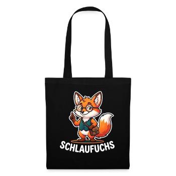 Schlaufuchs Lustiger Schul Fuchs Lehrer - Stoffbeutel - Schwarz - Vorne