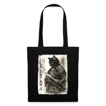 Samurai Cat Japanese Warrior Ukiyoe Anime - Tote Bag - black - Front