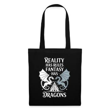 Fiktion Fantasy Drache Roman Bücherwurm Lustig - Stoffbeutel - Schwarz - Vorne