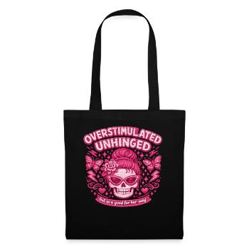 Überreizter Schädel Rosa Overstimulated Unhinged - Stoffbeutel - Schwarz - Vorne