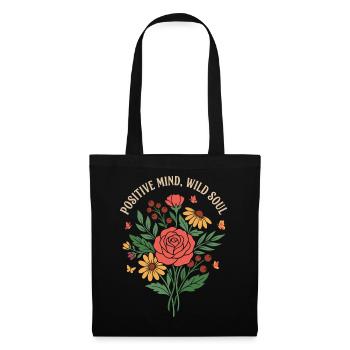 Positive Mind Wild Soul Floral Design - Tote Bag - black - Front
