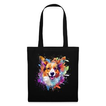 Art coloré de chien corgi gallois Pembroke - Sac en tissu - noir - Devant