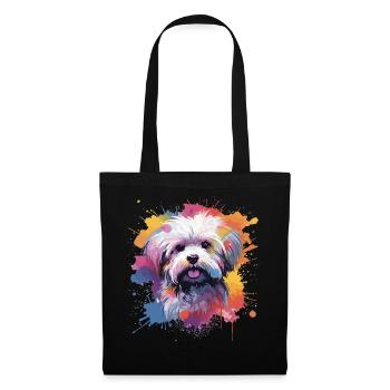 Art éclaboussuré de chien maltais coloré - Sac en tissu - noir - Devant