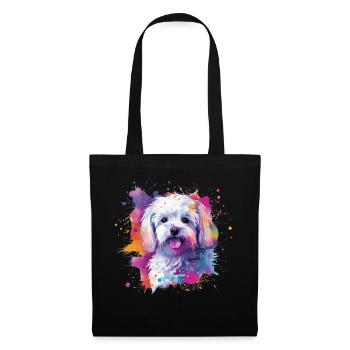 Maltesische bunte Hunde-Splash-Kunst - Stoffbeutel - Schwarz - Vorne
