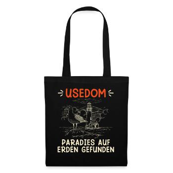 USEDOM PARADIES AUF ERDEN GEFUNDEN Lustig - Stoffbeutel - Schwarz - Vorne