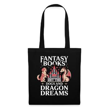 Dog Fantasy Book Dragon Fairy Tale Bookworm - Tote Bag - black - Front