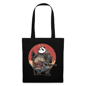 Panda-Samurai in robuster Rüstung - Stoffbeutel - Schwarz - Vorne