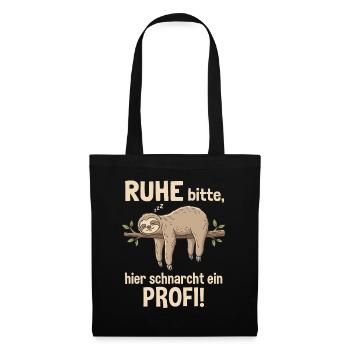Faultier Schnarchen Shirt Lustig Schlafen Humor - Stoffbeutel - Schwarz - Vorne