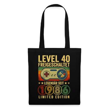 Level 40 Geburtstag Junge Gamer Mann Deko Jahrgang - Stoffbeutel - Schwarz - Vorne