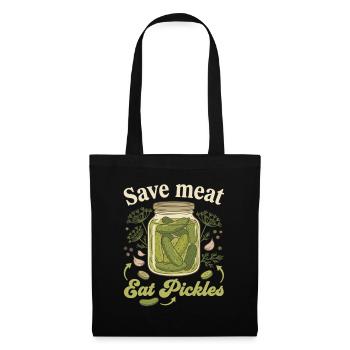 Save Meat Eat Pickles Vegan Lustig Spruch - Stoffbeutel - Schwarz - Vorne