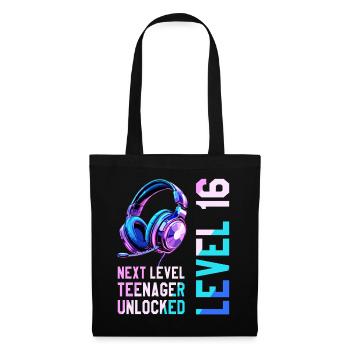 16e anniversaire garçon fille adolescente niveau 16 - Sac en tissu - noir - Devant