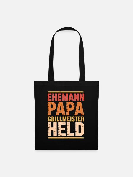 Ehemann Papa Grillmeister Held - Stoffbeutel - Schwarz