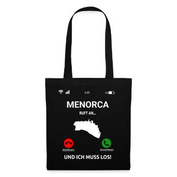 Menorca Ruft An Urlaub Balearen Insel Idee - Stoffbeutel - Schwarz - Vorne