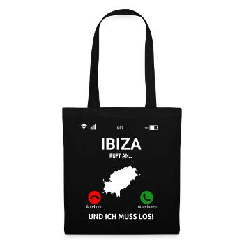 Ibiza Ruft An Urlaub Balearen Insel Idee - Stoffbeutel - Schwarz - Vorne