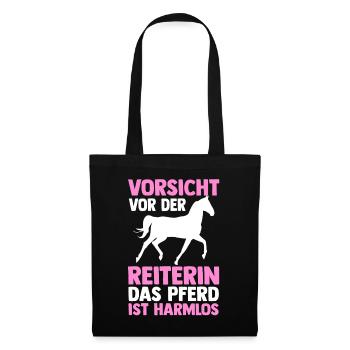 Reiten Pferdeliebhaber Reiterhof Pferde - Stoffbeutel - Schwarz - Vorne