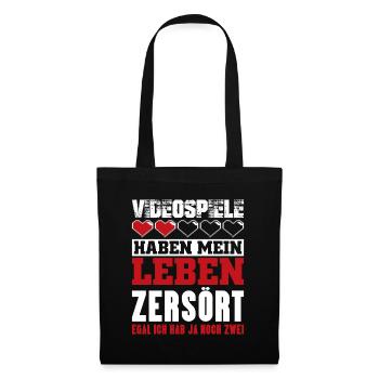 Videospiele haben mein Leben zerstört Gamer - Stoffbeutel - Schwarz - Vorne