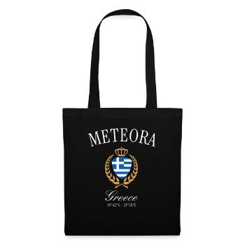 Meteora Griechenland Wappen Krone – Reise Souvenir - Stoffbeutel - Schwarz - Vorne