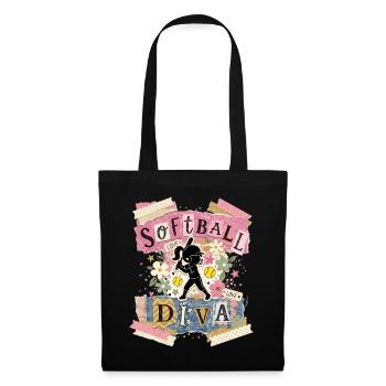 Diva du softball de texte de collage fille - Sac en tissu - noir - Devant