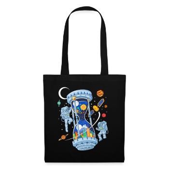 Space Hourglass Astronauts Galaxy Time - Tote Bag - black - Front