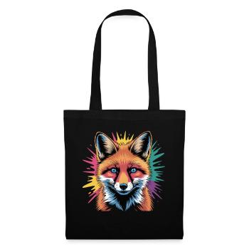  Roter Fuchs Kopf Mit Blauen Augen Bunter - Stoffbeutel - Schwarz - Vorne