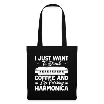 Harmonica Musican Just Want To Drink Coffee - Tote Bag - black - Front