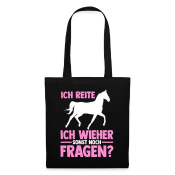 Reiten Pferdeliebhaber Reiterhof Pferde - Stoffbeutel - Schwarz - Vorne